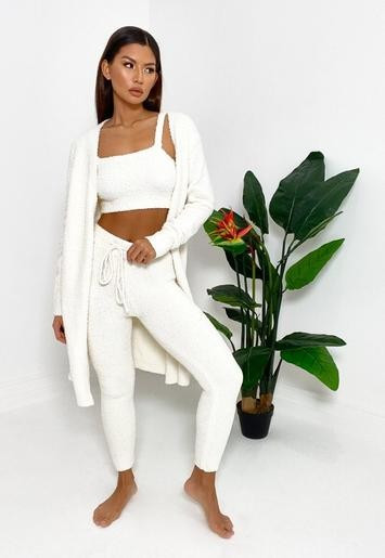 Recycled White Popcorn Knit Longline Cardigan | Missguided (US & CA)