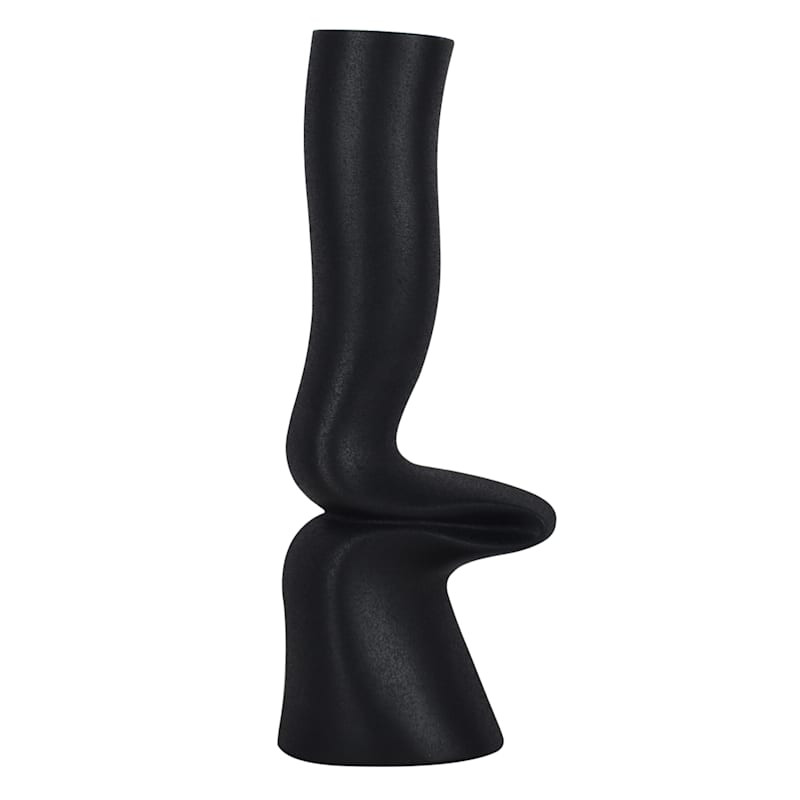 Crosby St. Black Ceramic Abstract Vase, 12" | At Home