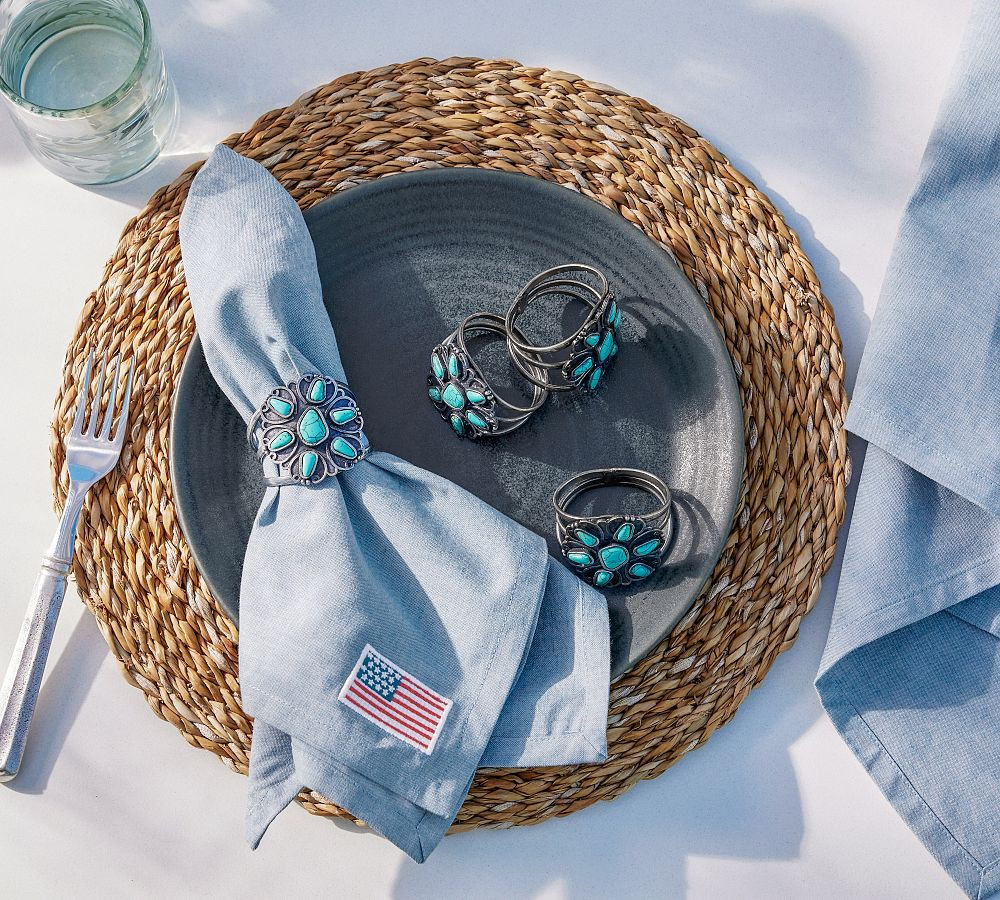 American Flag Icon Cotton/Linen Napkins - Set of 4 | Pottery Barn (US)