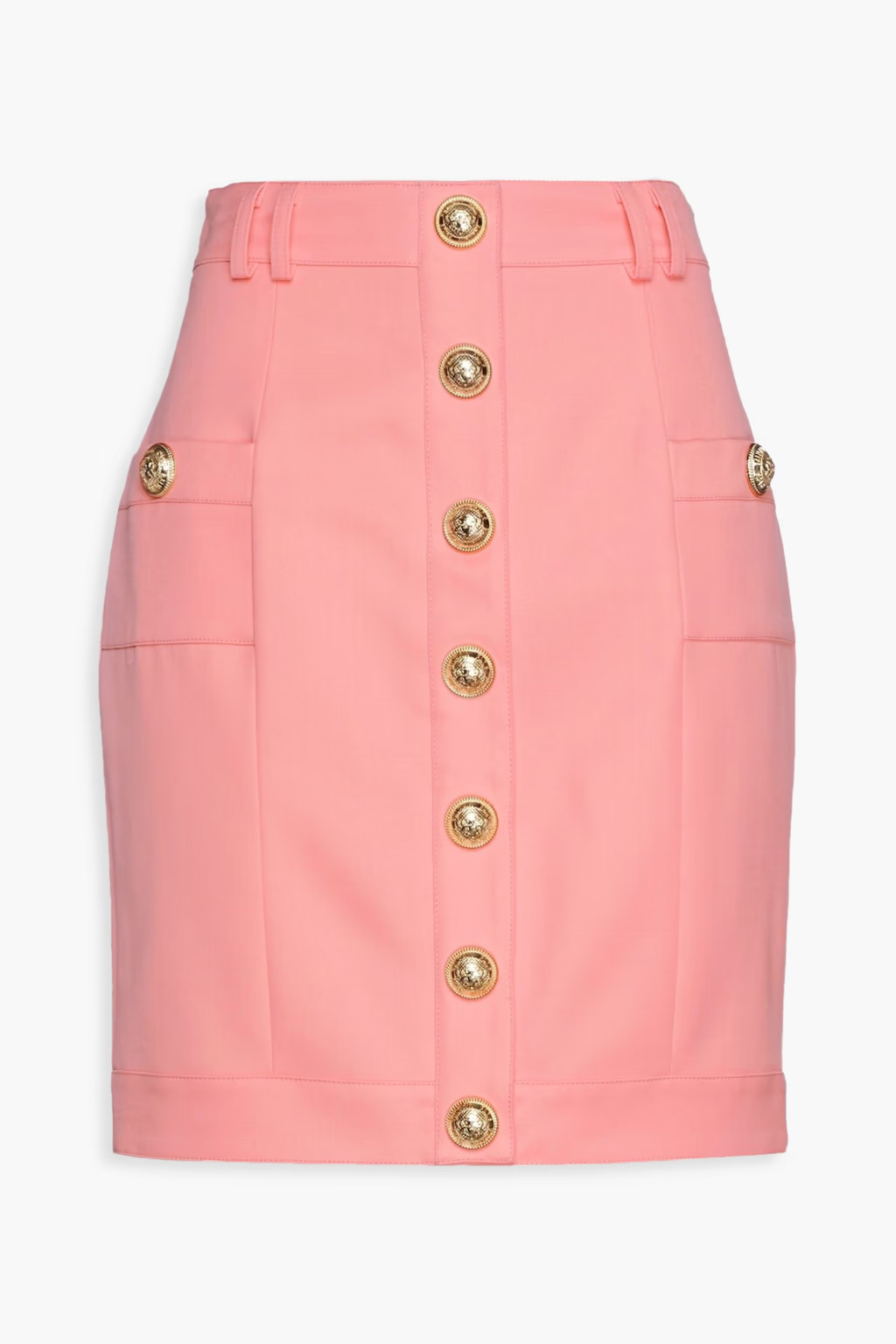Button-embellished grain de poudre wool mini skirt | The Outnet (US and CA)