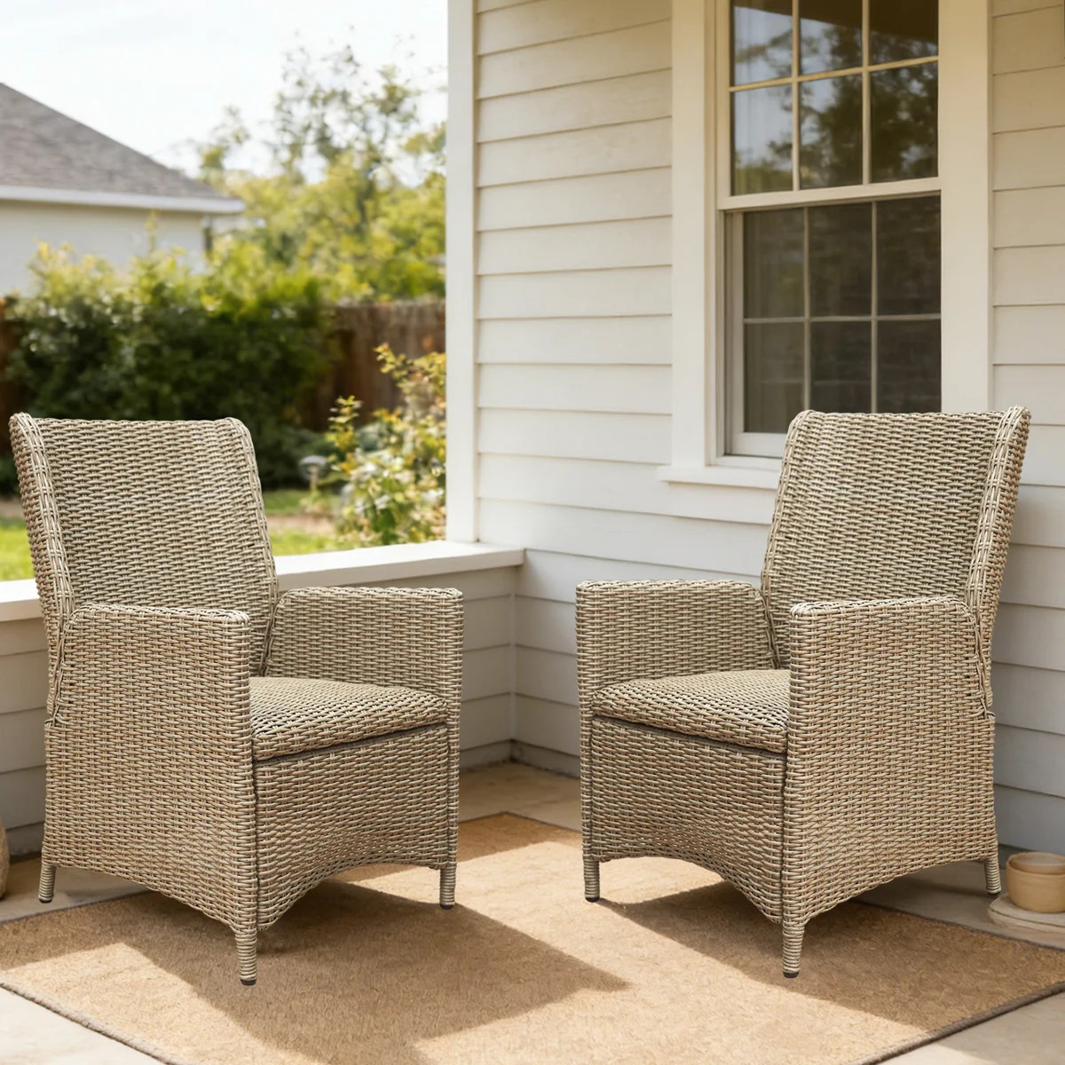 Rattan Patio Dining Side Chair Set of 2 | Wayfair North America