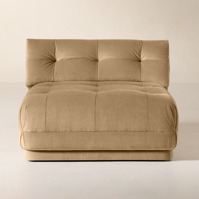 Belmond Tufted Light Brown Velvet Armless Chair | CB2