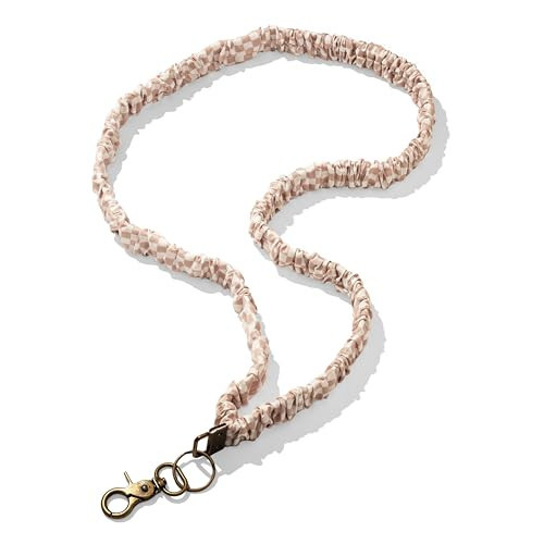 Scrunchie Lanyard Retractable Lanyard for Teachers (Beige Checkered) | Amazon (US)