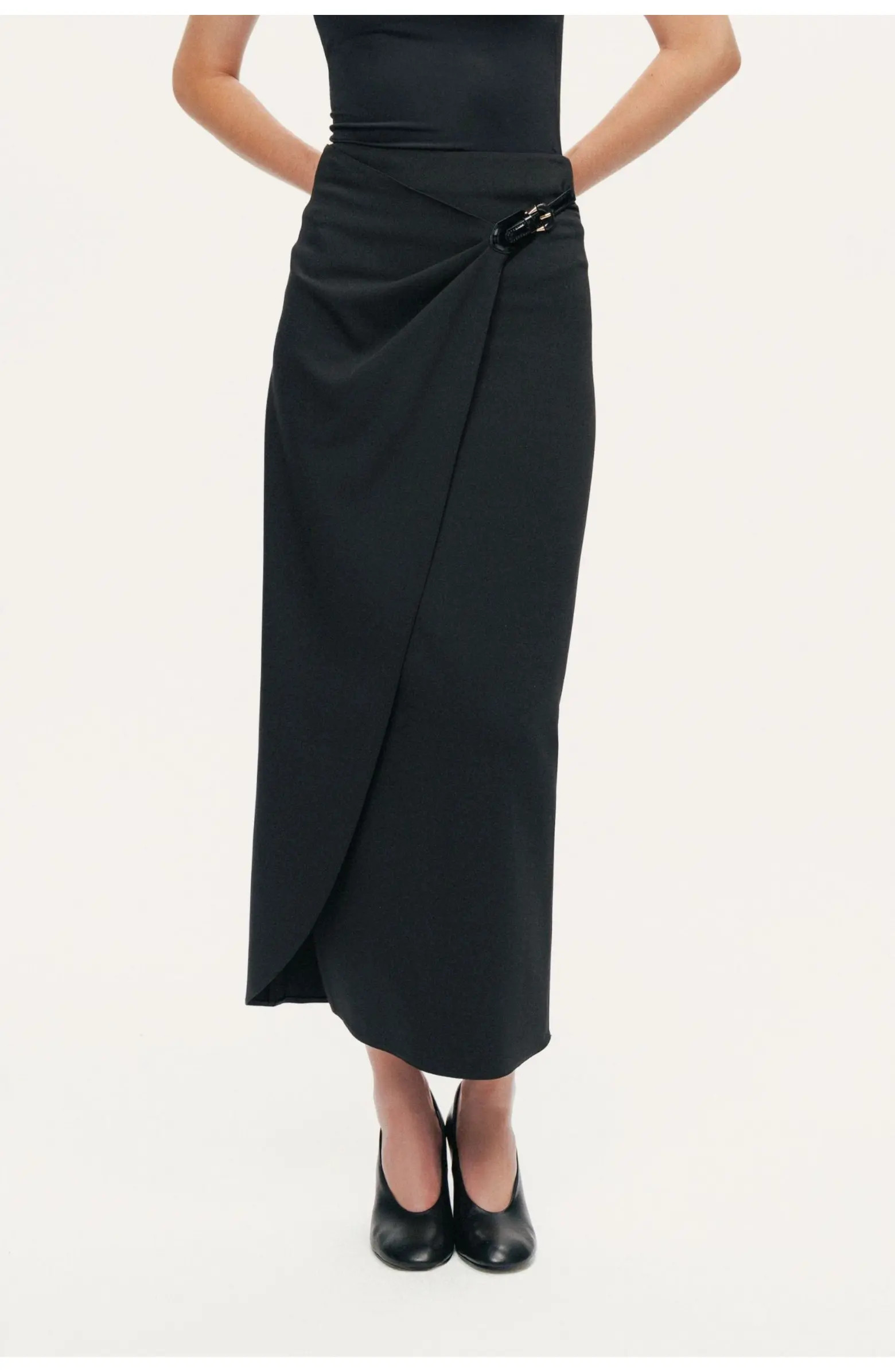 Ring-Buckle Asymmetric Wrap Maxi Skirt | Nordstrom