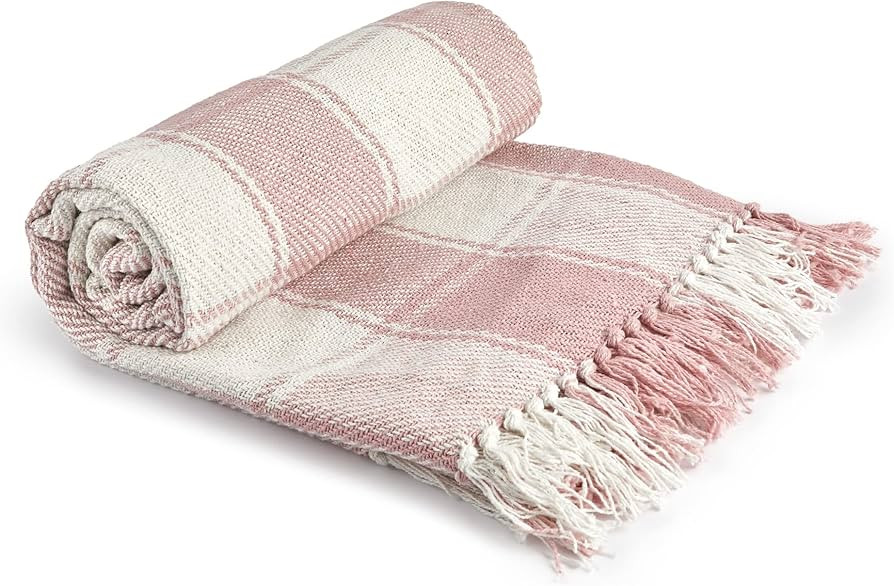 Emma Barclay Frisco - Recycled Cotton Traditional Check Chair Sofa Setee Throw Over Blanket in Bl... | Amazon (UK)
