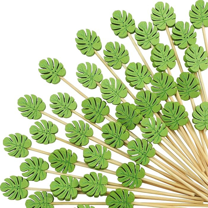 WILLBOND 200 Pcs Green Monstera Leaf Cocktail Picks Long Toothpicks for Appetizers Summer Cocktai... | Amazon (US)