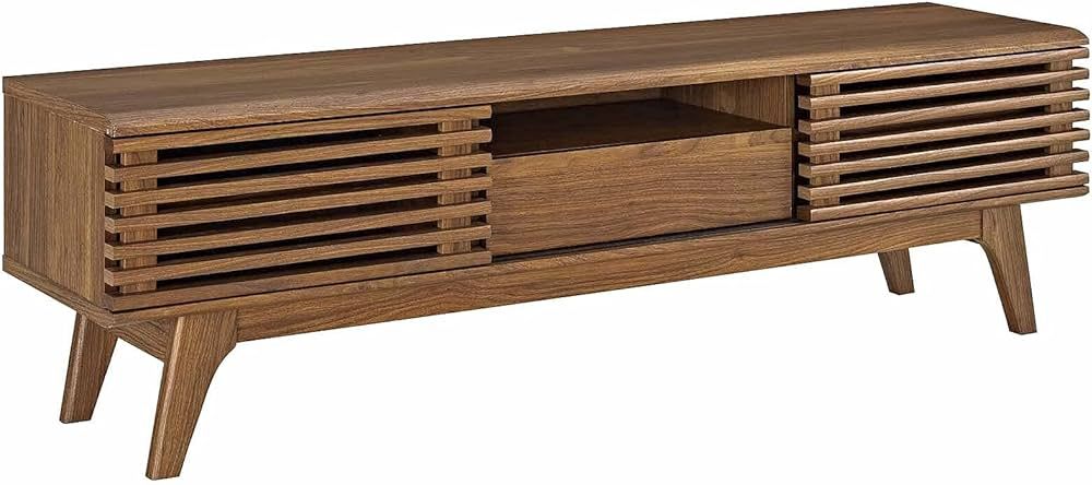 Modway Render Mid-Century Modern Low Profile 59 Inch TV Stand in Walnut | Amazon (US)