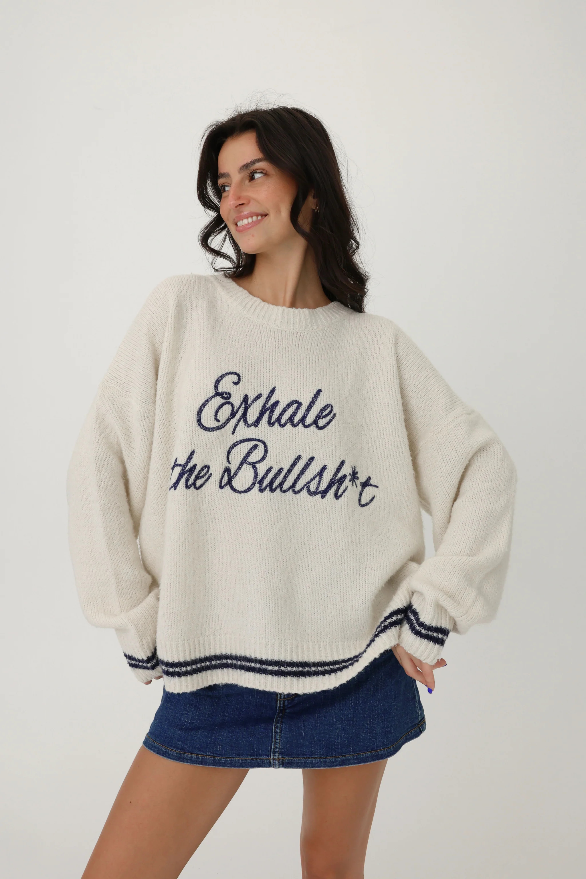 Exhale The Bullsh*t Sweater | Grey Bandit