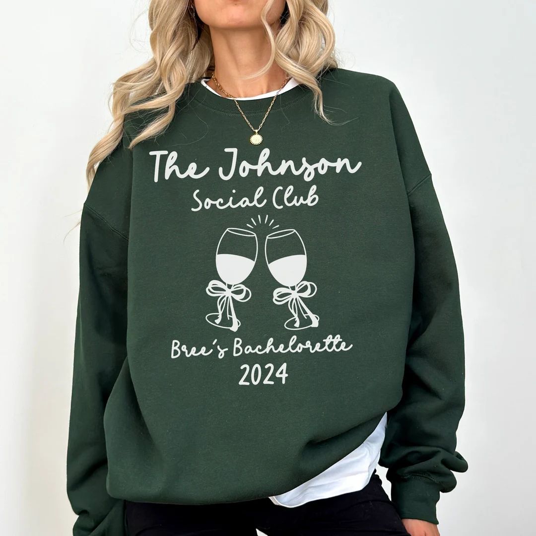 Custom Bachelorette Sweatshirts Luxury Bachelorette Merch Coquette Martini With Bow Personalized ... | Etsy (US)