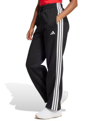 adidas Women's Essentials Three Stripes Fleece Open Hem Pants - Gray | Macy's
