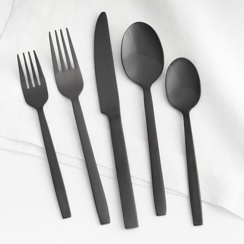 Dex Black 20-Piece Flatware Set + Reviews | Crate and Barrel | Crate & Barrel