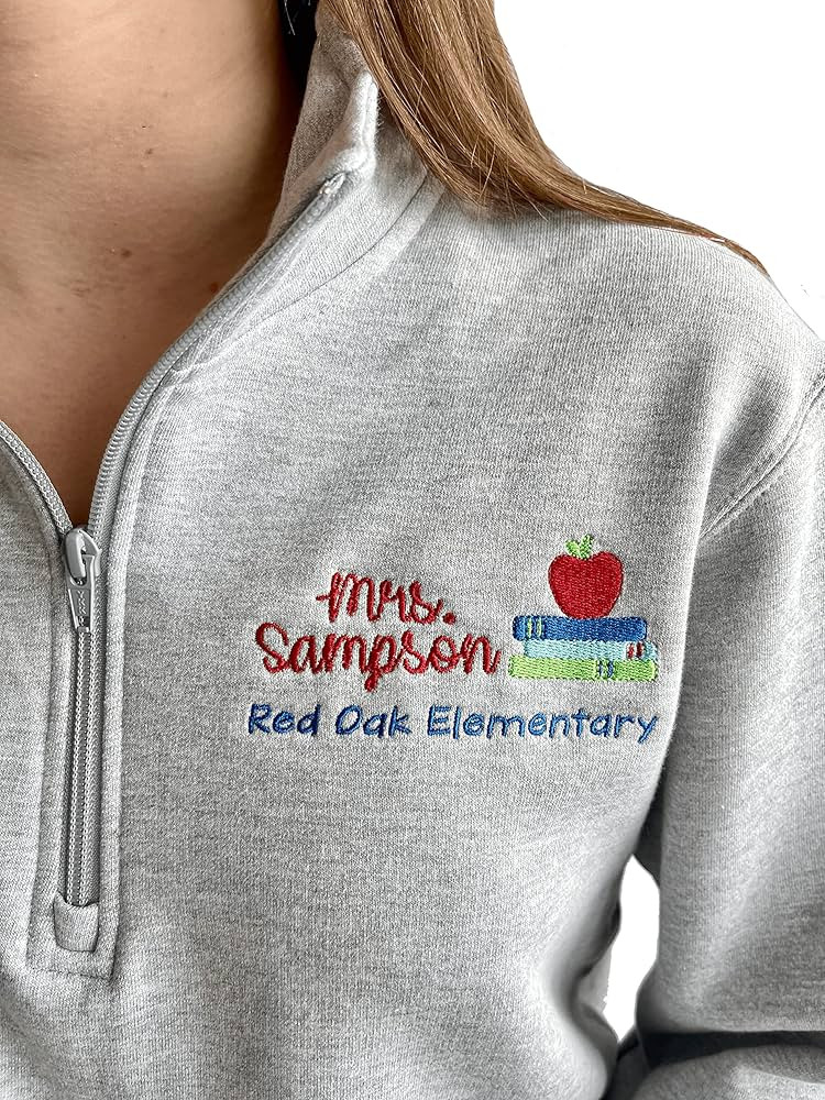 elementary teacher shirt personalized 1/4 zip pullover sweatshirt jacket appreciation gift (XXXXL... | Amazon (US)