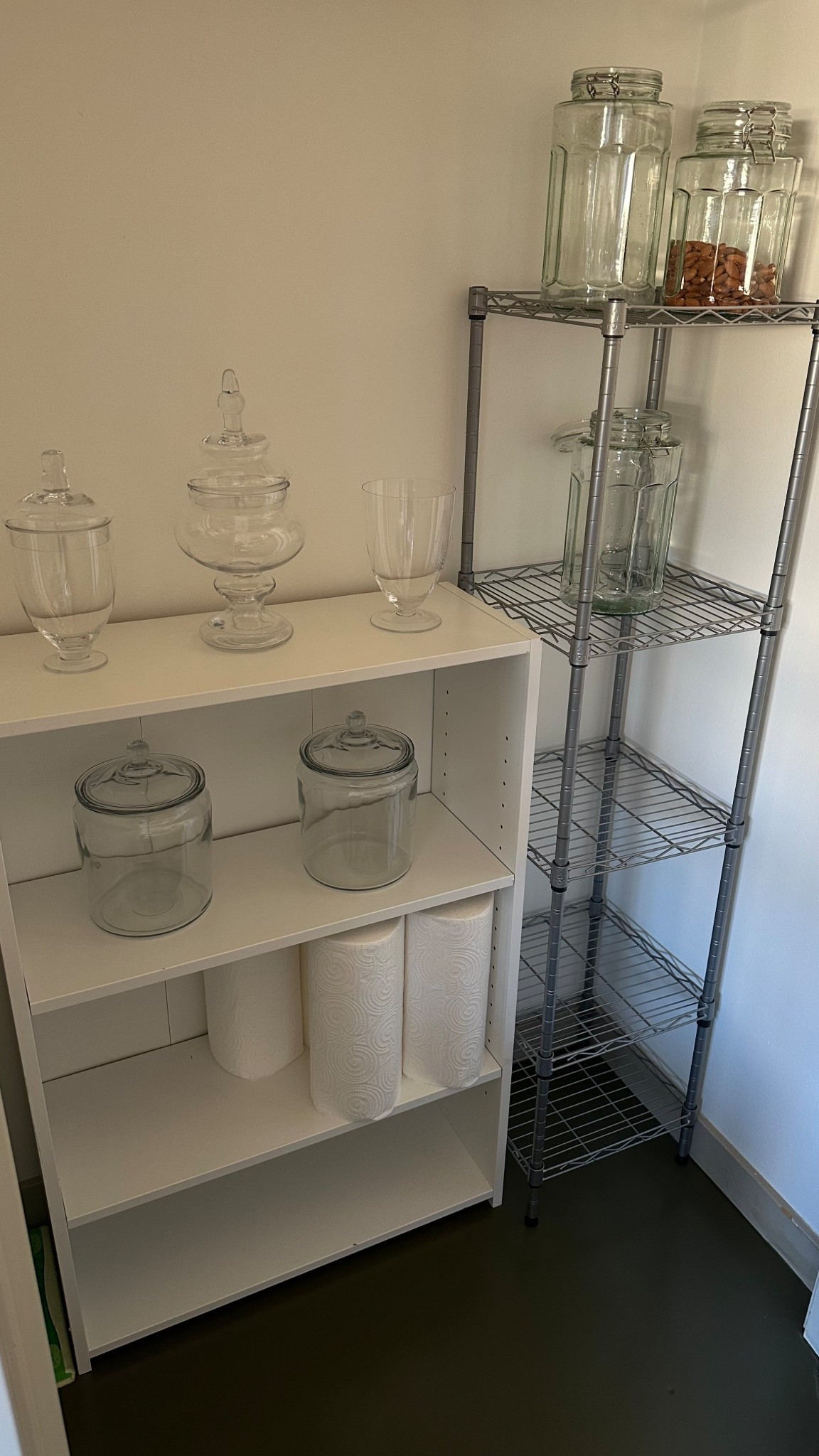 Starting to put the pantry together 
Food jars 
Pantry shelves 

#LTKHome #LTKFamily #LTKFindsUnder100