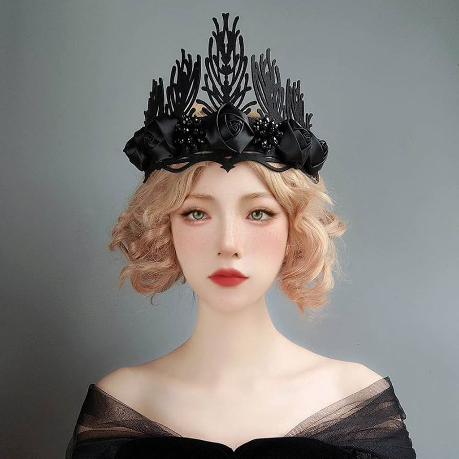 Catery Gothic Floral Headpiece Black Rose Crown Headband Vintage Halloween Hair Bands Masquerade ... | Amazon (US)
