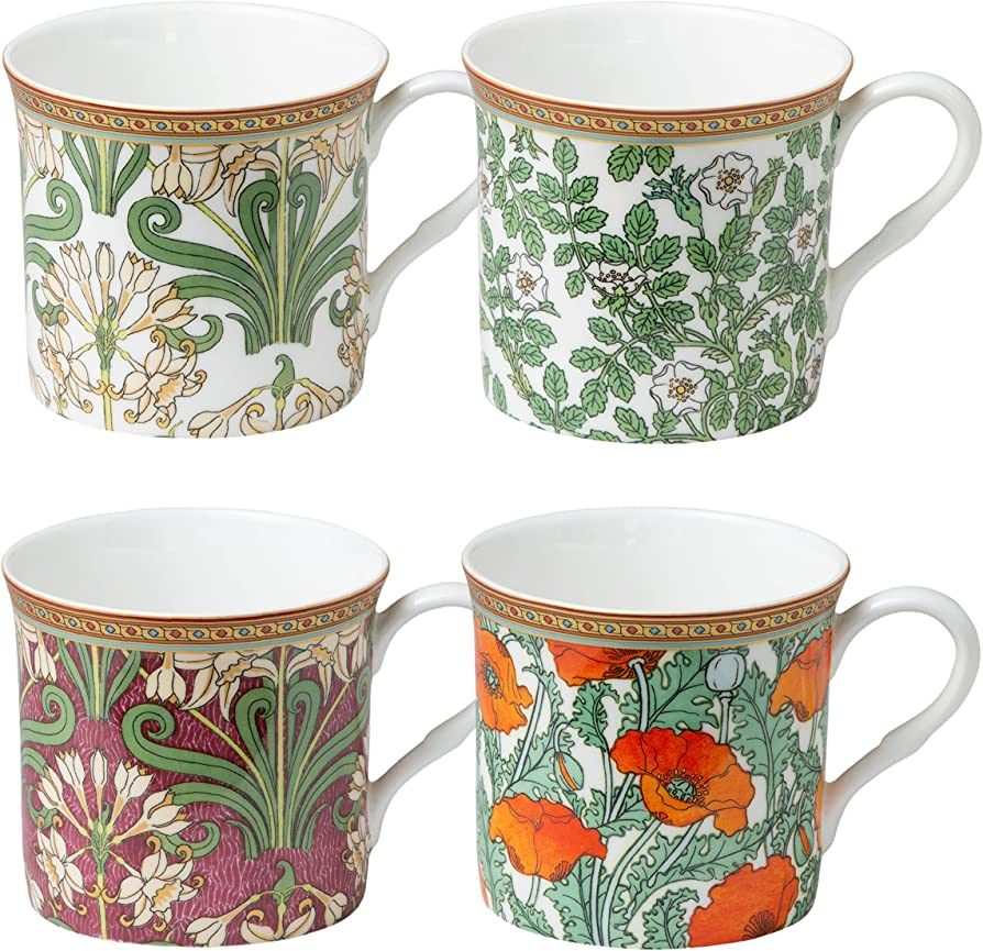 Grace Teaware Bone China Morris Impressions Coffee Tea Mugs 10-Ounce (4 Assorted Patterns) (Set o... | Amazon (US)