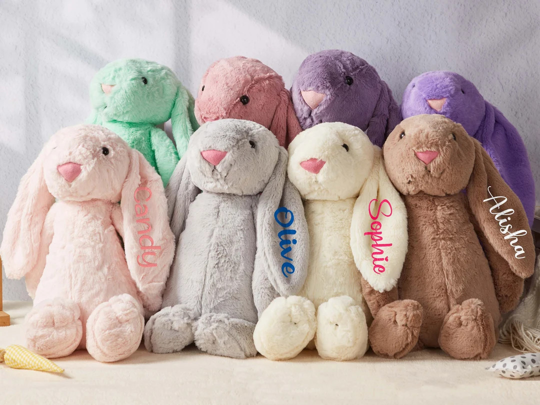 Personalized Embroidered Bunny Rabbit,baby Bunny Toy,custom Plush Bunny Rabbit,bunny Soft Toy,flu... | Etsy (US)
