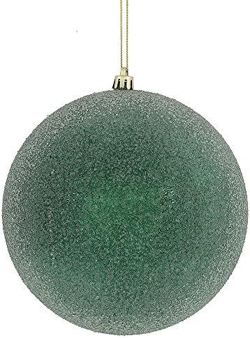 Vickerman 6" Midnight Green Iced Ball Ornament, with drilled and Wired caps. Comes 3 per Box. | Amazon (US)