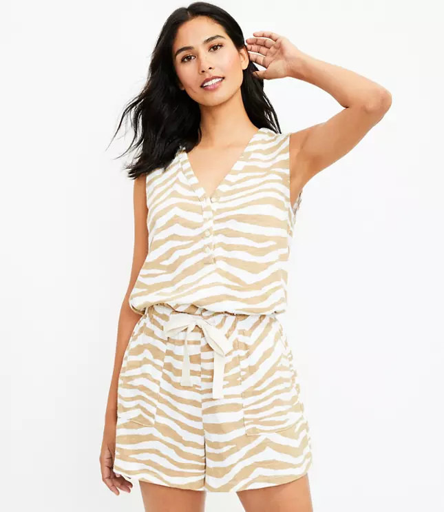 Lou & Grey Zebra Print Softserve Slub Romper | LOFT