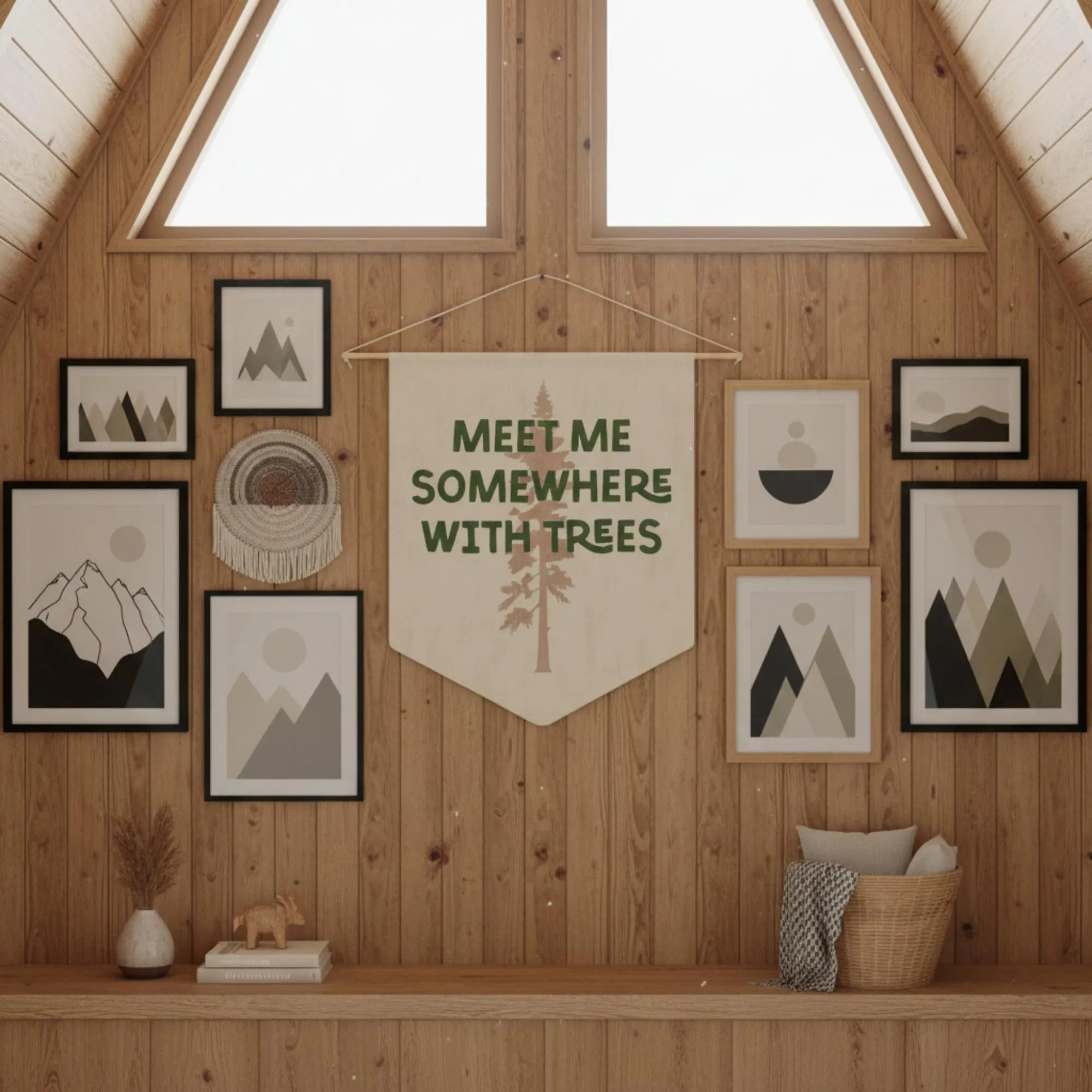 Meet Me Somewhere With Trees Banner, Forest Wall Decor, Outdoor Lover Gift, Adventure Wall Art, Camping Decor, PNW Pennant | Etsy (Global)