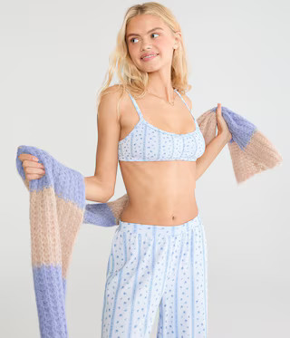 Floral Stripe Pointelle Bralette | Aeropostale