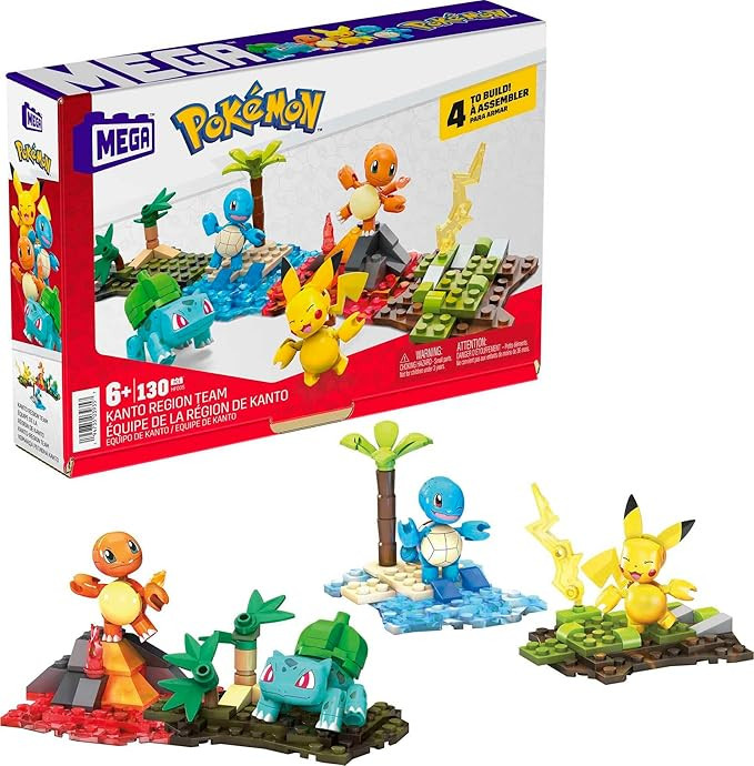 MEGA Pokemon Kanto Region Team Toy Building Set, Pikachu, Squirtle, Charmander, Bulbabsaur, 130 B... | Amazon (CA)