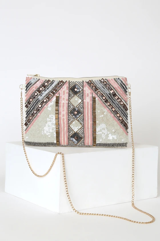 Glimmering Secret Blush Beaded Clutch | Lulus (US)
