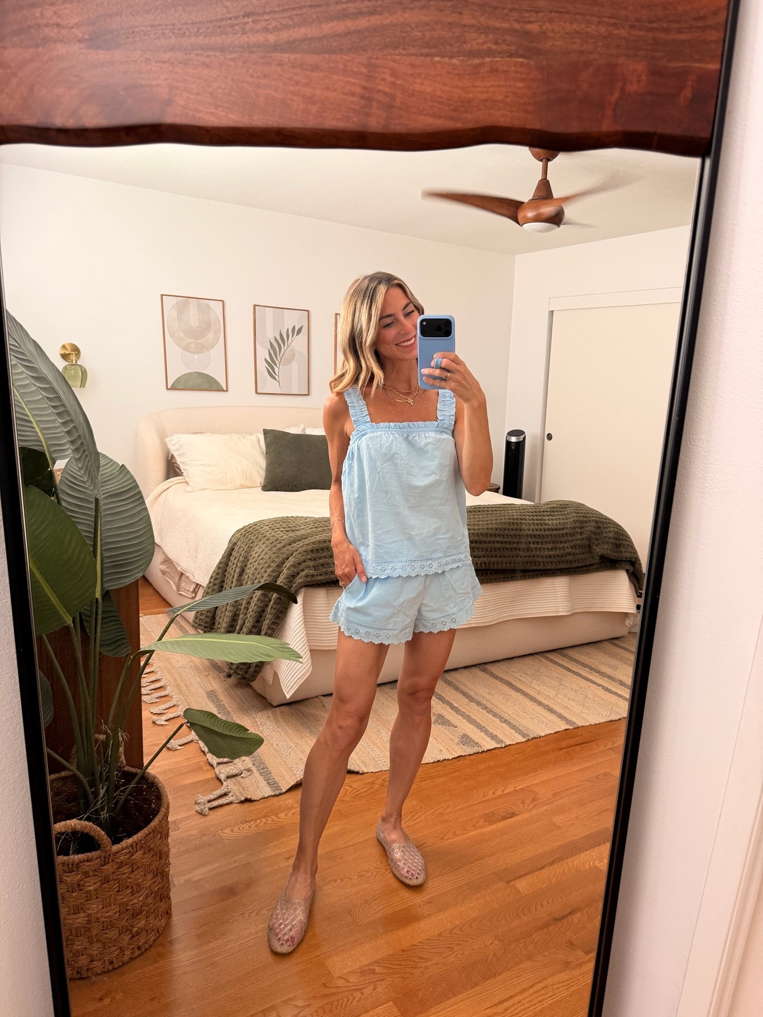Bought pajamas. Fully planning to wear them in public. 💙😂 This little blue PJ set is way too cute to save for bedtime, and I love that pajama-style sets are having a moment right now. Lightweight, easy and exactly what I want to throw on for a hot summer day with a cute pair of sandals.

pajama set, pajamas as clothes, pajama outfit, pajama dressing trend, blue pajama set, matching set, two piece set, summer matching set, hot weather outfit, summer outfit, casual summer outfit, vacation outfit, travel outfit, mom style, easy summer style, summer fashion, matching shorts set

#LTKgrwm #LTKOver40 #LTKTravel