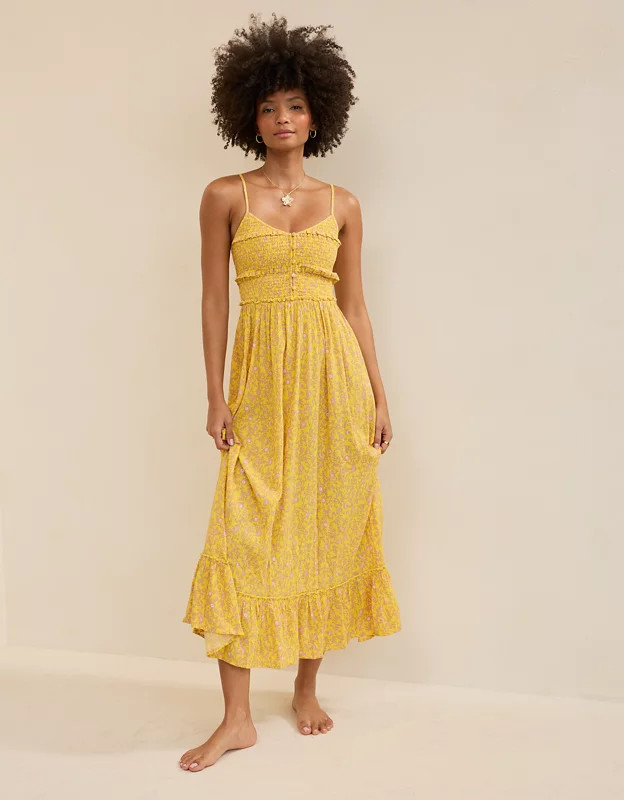 Aerie Button Front Maxi Dress | Aerie