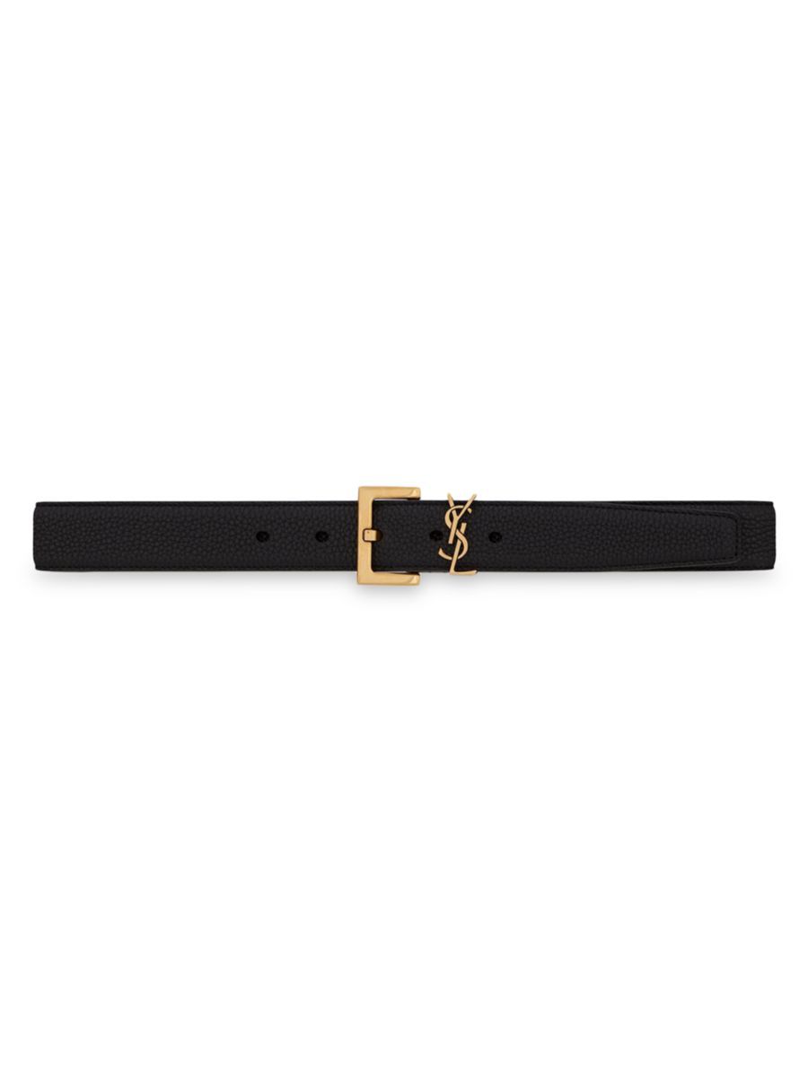 Cassandre Belt with Square Buckle in Grained Leather | Saks Fifth Avenue