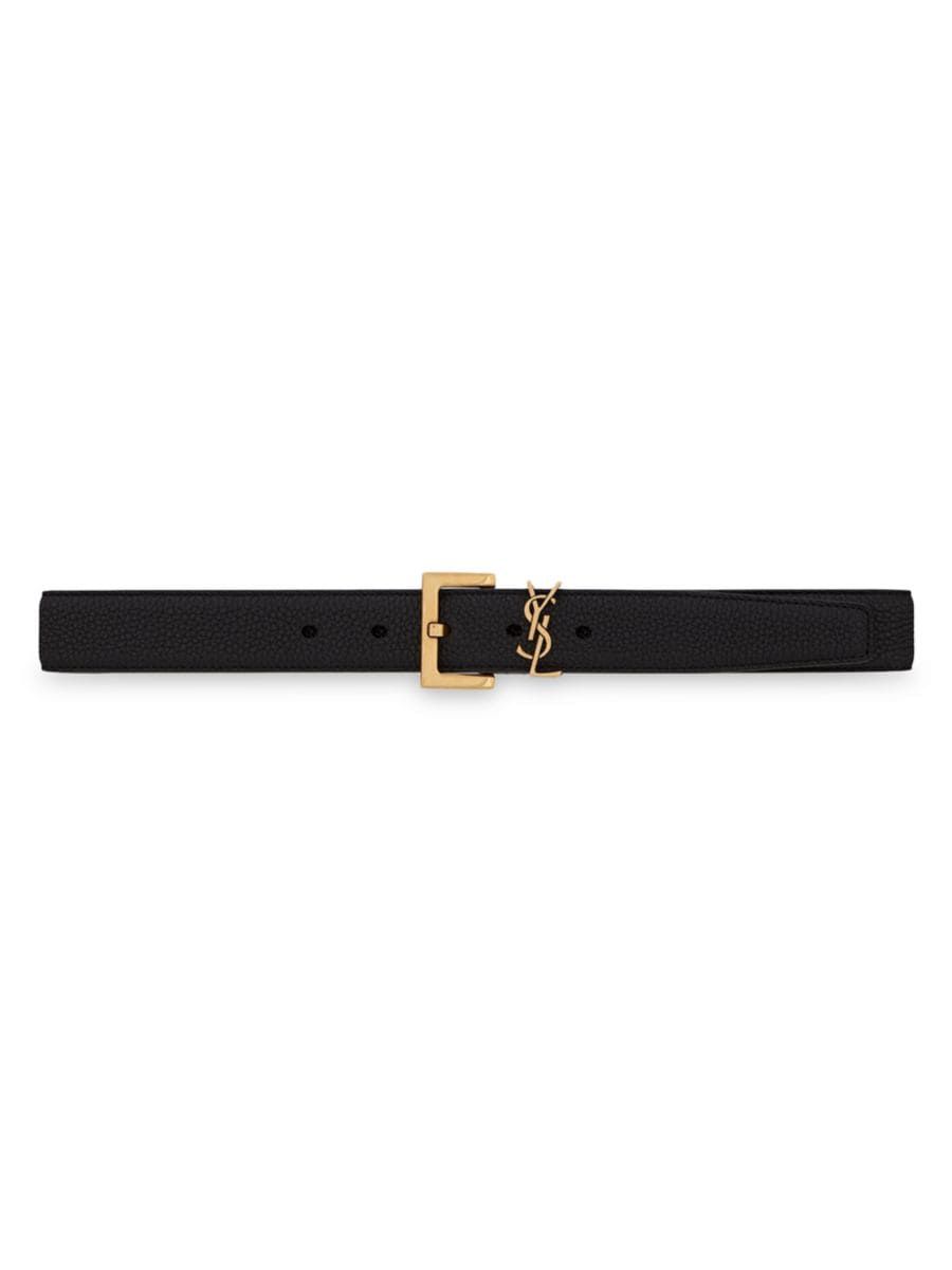 Cassandre Belt with Square Buckle in Grained Leather | Saks Fifth Avenue