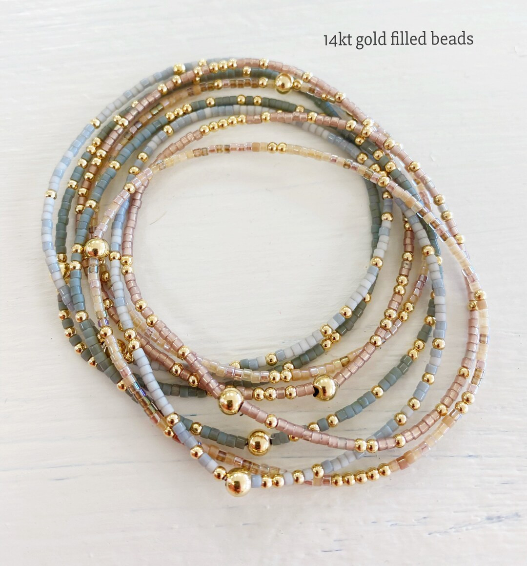 These 8 Beautiful Beaded Stacking Bracelets Have Neutral Colors That Go With Everything Very Eleg... | Etsy (US)