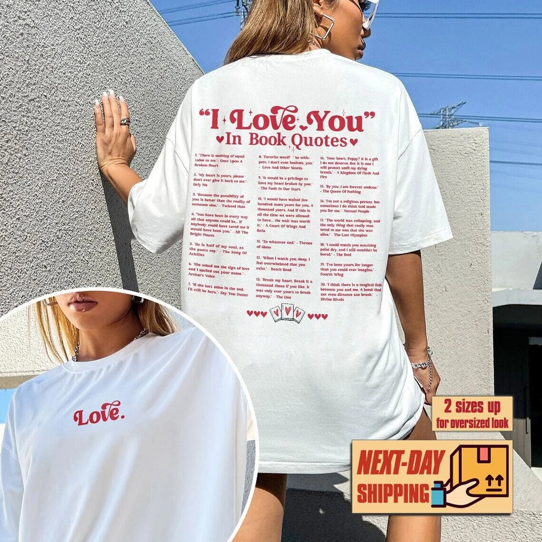 Different Ways Say I Love You in Book Quotes Shirt, I Love You Shirt, Aesthetic Love You Shirt, V... | Etsy (US)