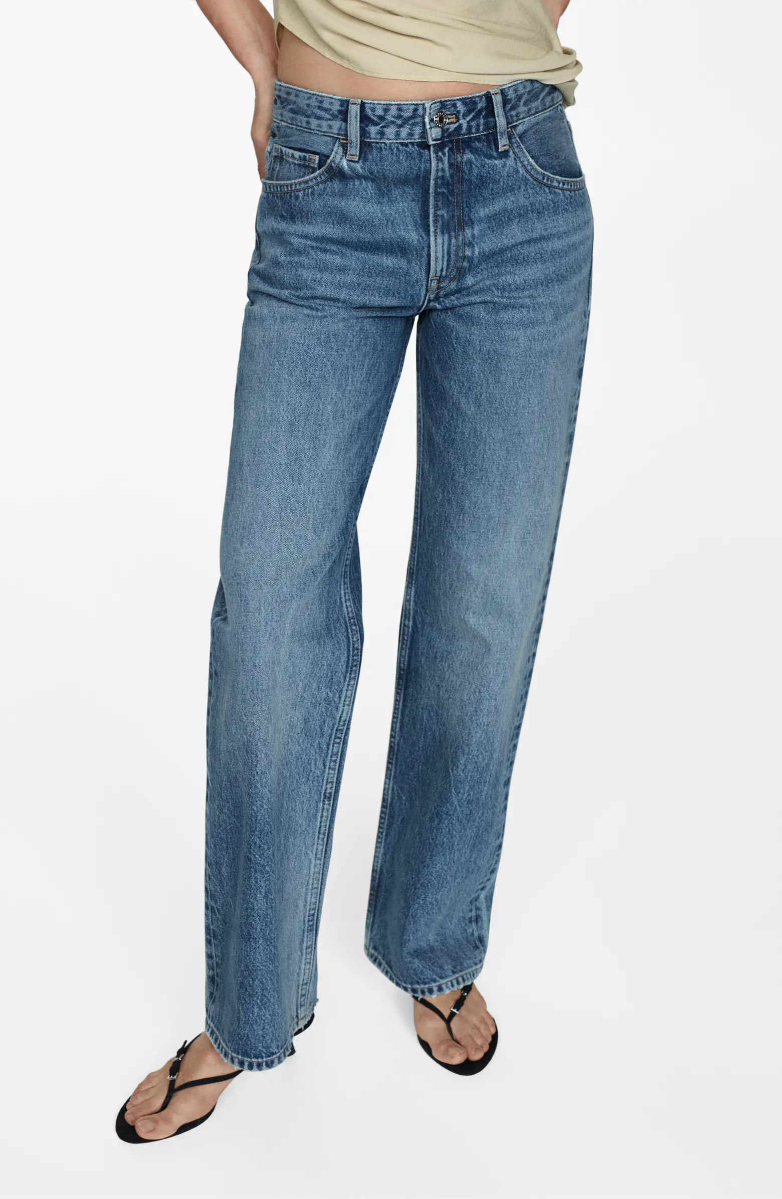 MANGO Mid Rise Relaxed Straight Leg Jeans | Nordstrom | Nordstrom