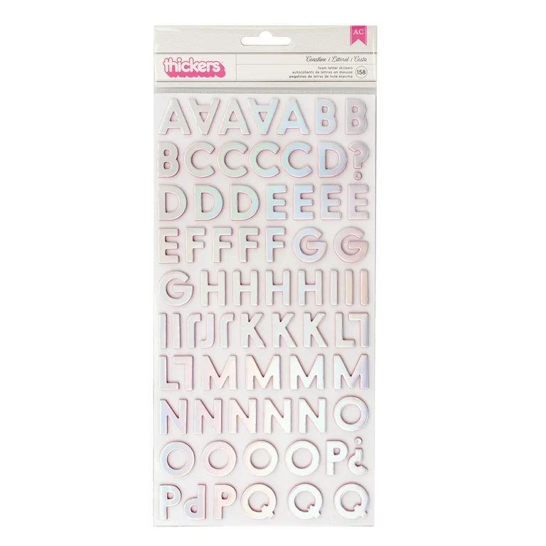 American Crafts Thickers Holographic Pink Paisley Alphabet Foam Stickers, 158 | Walmart (US)