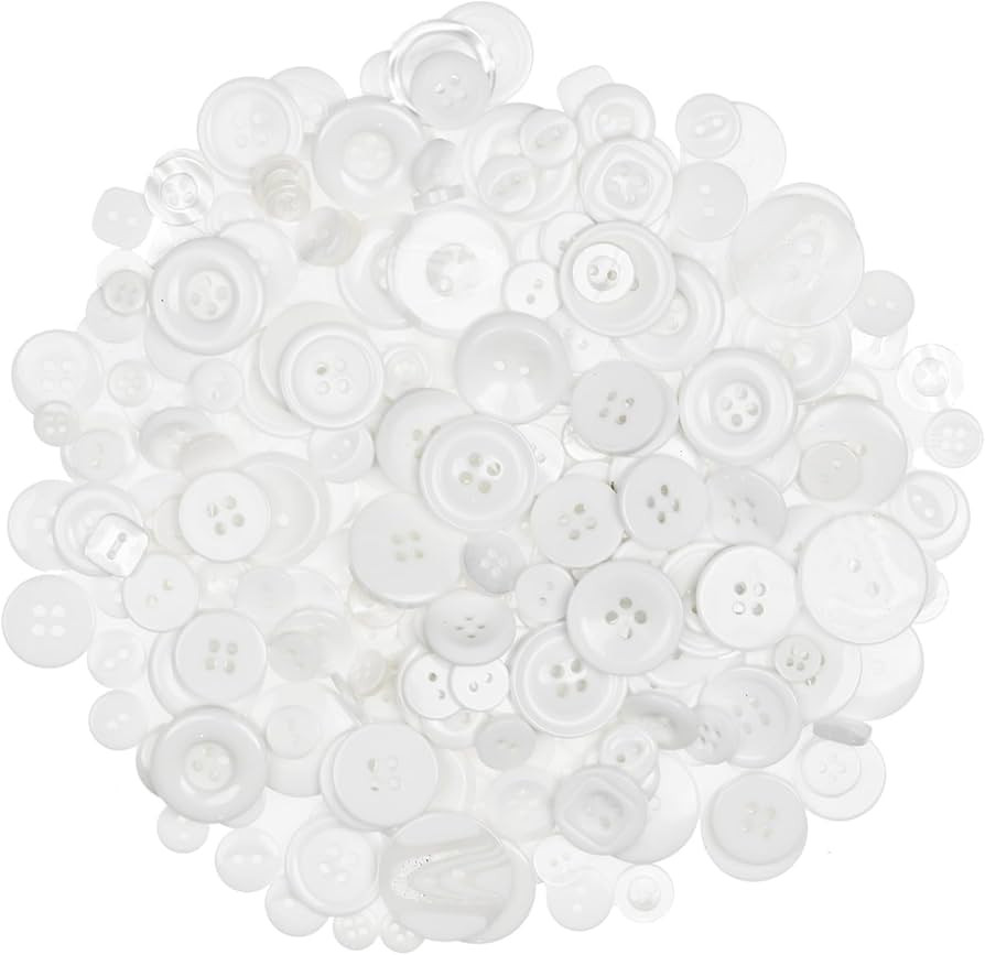 White Buttons for Crafts - 450-550Pcs Assorted Size 0.3-1 Inch for Sewing, Arts, DIY Decoration | Amazon (US)
