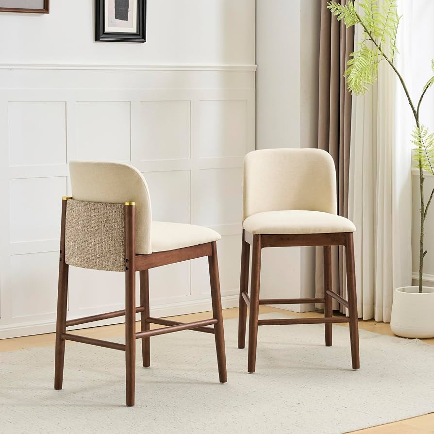 Christopher Knight Home Yumi Counter Height Bar Stools Set of 2, Fabric Upholstered Bar Stool for... | Amazon (US)