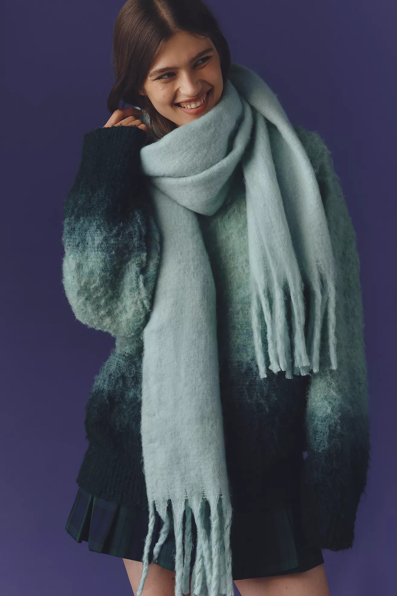 Maeve Solid Brushed Fringe Scarf | Anthropologie (US)