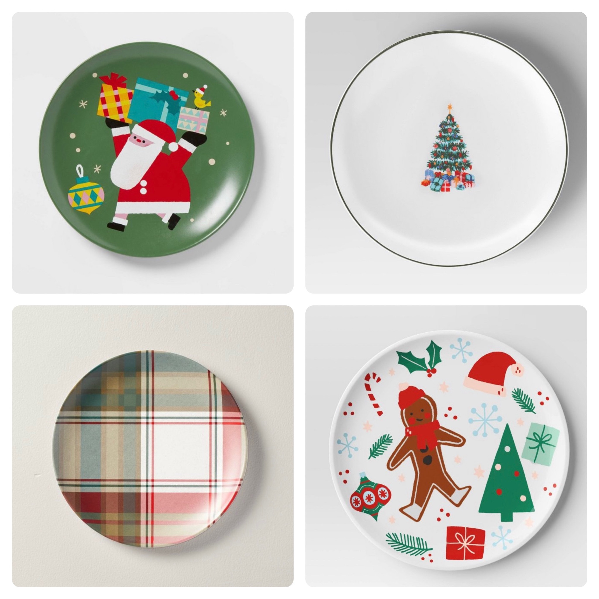 holiday dinner plates, holiday plates, christmas plates, kids christmas plates, santa plate, dinner plates, plaid plates, cheap plates, kitchen, home, dining 

#LTKSeasonal #LTKhome #LTKHoliday