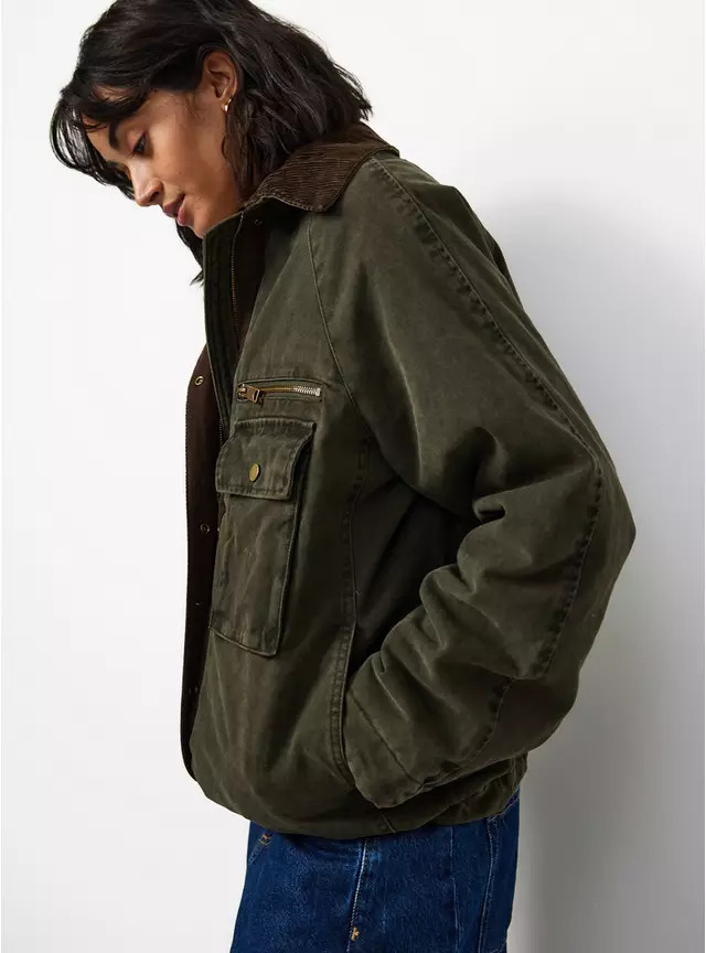 Buy Khaki Field Jacket With Cord Collar M | Jackets | Tu | Tu Clothing