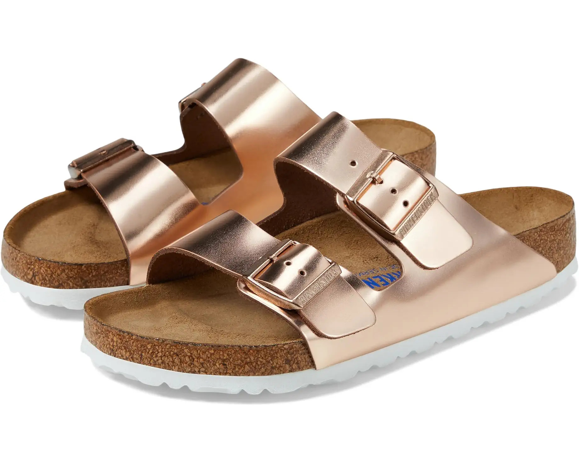 Women's Birkenstock Arizona Soft Footbed - Metallic Leather | Zappos