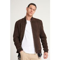 Goat Suede Bomber Jacket - Brown - S | NastyGal UK