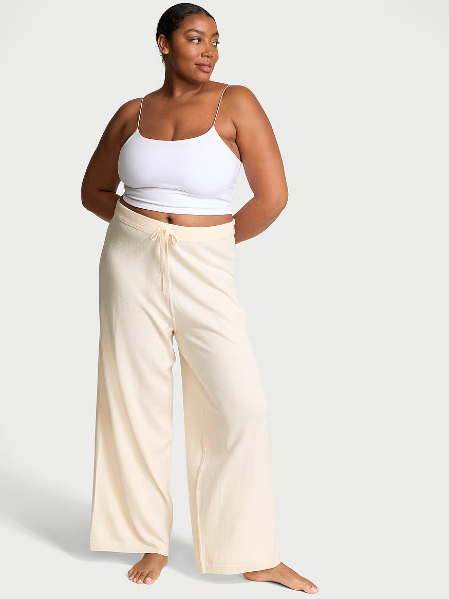 Buy Luxe Crème Knit Lounge Pants, Black - Order Bottoms online - Victoria's Secret US | Victoria's Secret (US / CA )