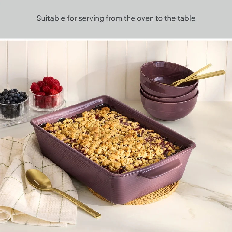 Better Homes & Gardens Artisan 9" x 13" 3 qt Purple Stoneware Baking Dish | Walmart (US)