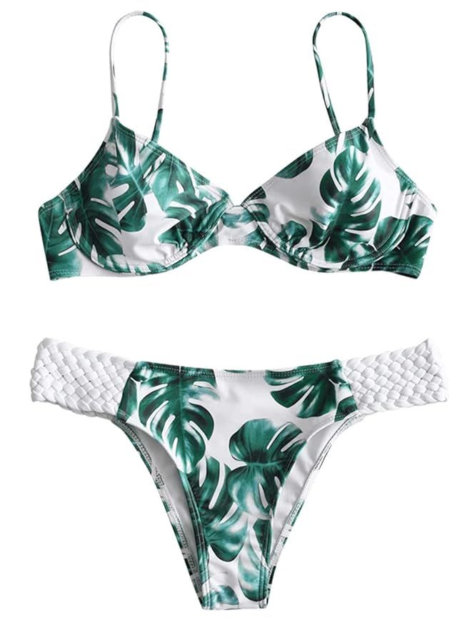 ZAFUL High Cut Underwire Bikini Set Push up Swimwear | Amazon (US)