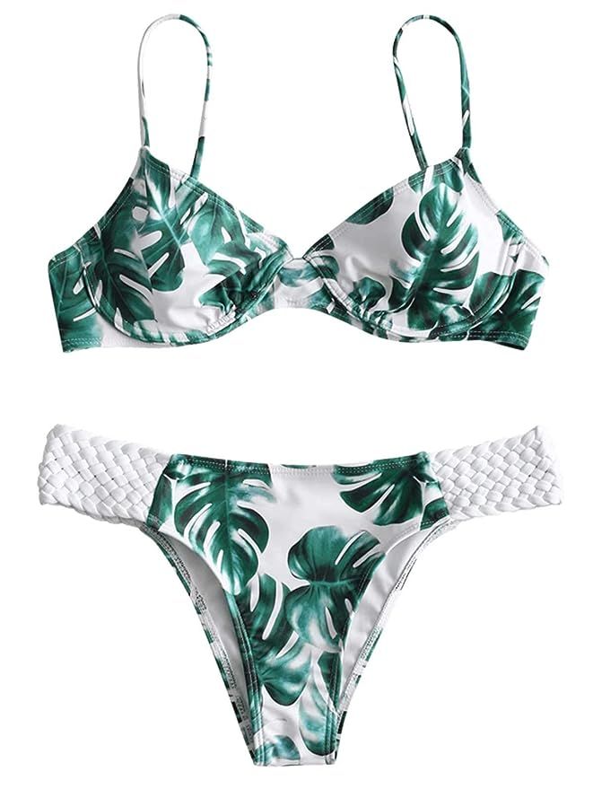 ZAFUL High Cut Underwire Bikini Set Push up Swimwear | Amazon (US)