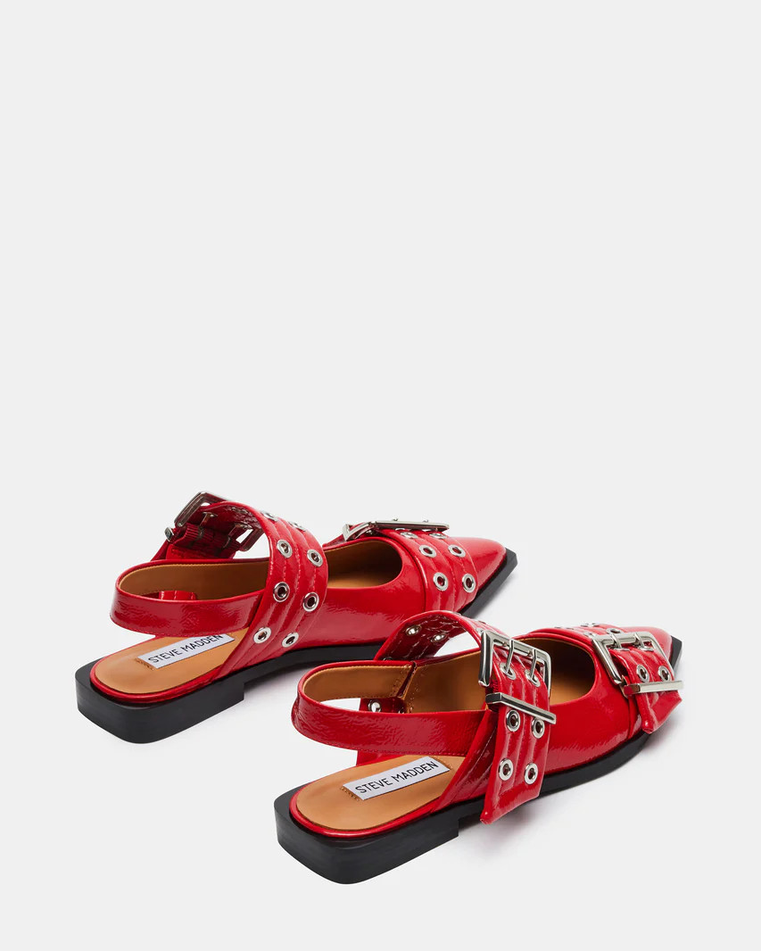 GRAYA Red Patent Slingback Flat | Women's Flats | Steve Madden (US)