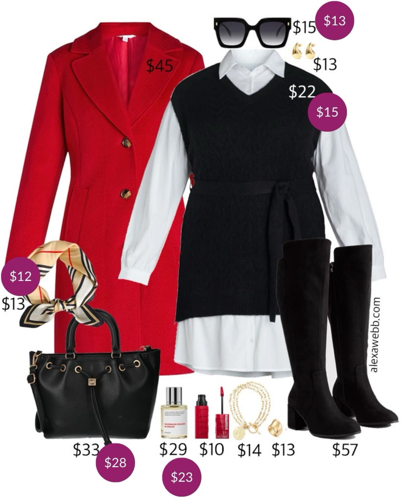 Plus Size on a Budget – Work Dress & Boots - A plus size business casual work outfit with a twofer black sweater dress, black wide calf boots, and a red coat. For fall and winter. All on a budget. Alexa Webb

#LTKFindsUnder50 #LTKPlusSize #LTKCyberWeek