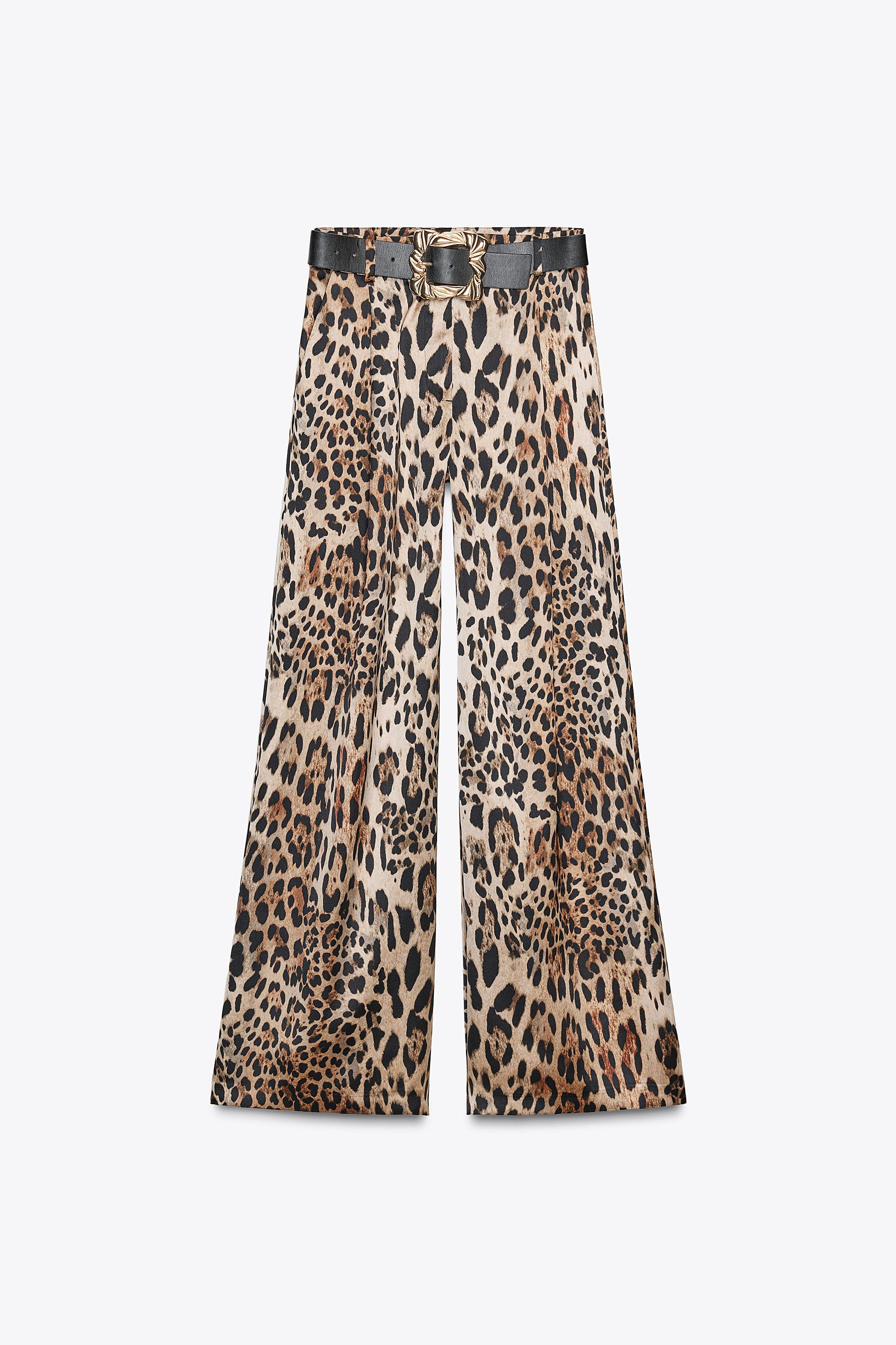 SATIN WIDE-LEG BELTED PANTS | Zara US