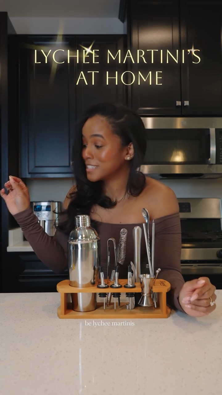 We got tired of $20 lychee martinis… so we brought the soft life home instead. (See my special guest liked it at the end 🤣)
A little elevated living, a cute outfit, and my go-to lychee martini recipe (1 drink):
• 2 shots lychee syrup (extra if you like it sweet)
• 2 shots vodka
• 1.5 shot St-Germain
• squeeze of lemon
• garnish with lychees ✨

#athomecocktails #lycheemartini #athomedatenight