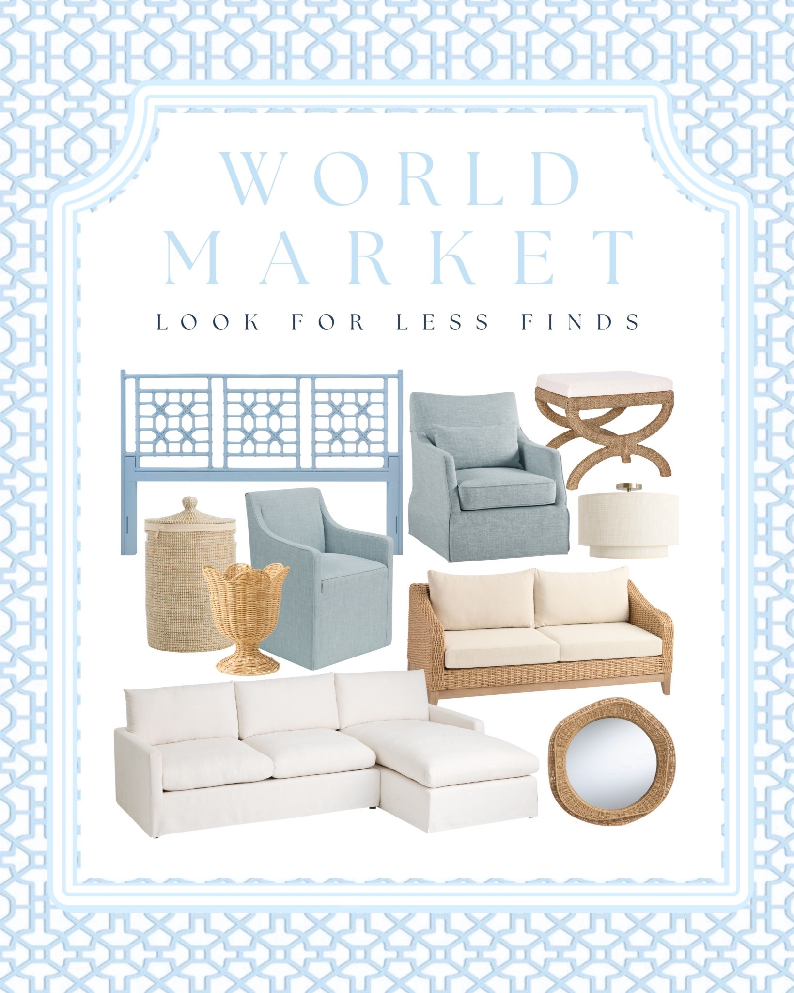 Coastal style on a budget 🤍✨ These World Market look-for-less finds are giving high-end Serena & Lily vibes! From blue accent chairs to rattan textures, woven baskets, and a classic white sectional—this is your one-stop shop for creating that airy, coastal living room feel 🌊🐚

I’m loving the mix of soft blues, natural wood tones, and woven details for that effortless, designer-inspired look. Perfect for a beach house, Florida home, or anyone wanting that light + breezy aesthetic!

Shop my affordable coastal decor finds below ⬇️

#coastaldecor #coastallivingroom #worldmarketfinds #lookforless #coastalstyle #beachhouseinspo #rattanfurniture #neutraldecor #coastalhome #affordablehome #ltkhome #homedecorfinds #targetstyle #serenaandlilydupe

#LTKHome #LTKSaleAlert